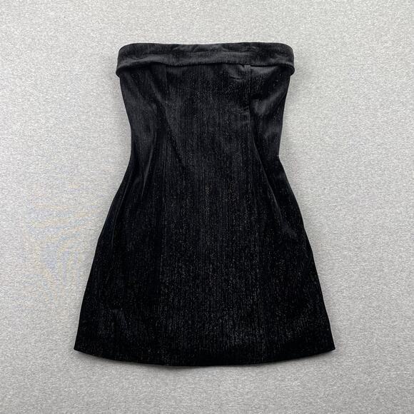 Urban Social Velvet Strapless Mini Dress Womens S Black Shimmer Whimsigoth - Picture 1 of 12